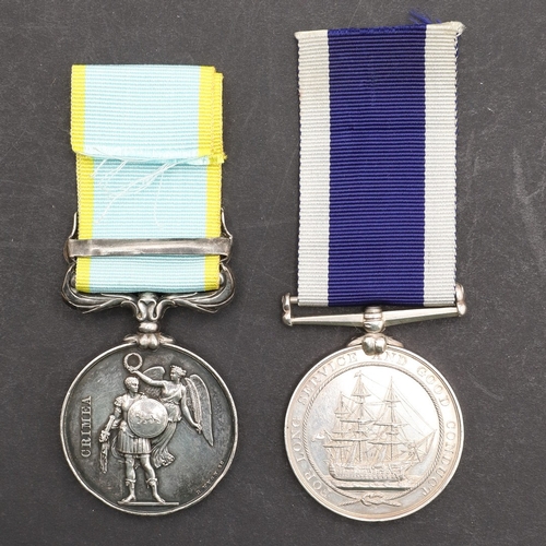 825 - A CRIMEA AND LONG SERVICE GROUP TO H.M. COAST GUARD. A Crimea medal 1854-56 with Sebastopol clasp, u... 