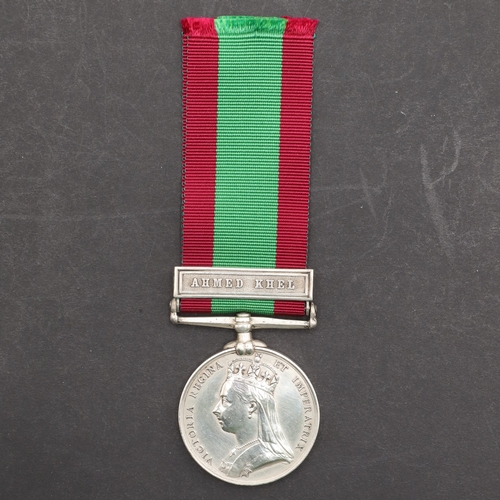 843 - AN AFGHANISTAN MEDAL 1878-1880 WITH AHMED KHEL CLASP TO THE 59TH FOOT. An Afghanistan medal with Ahm... 