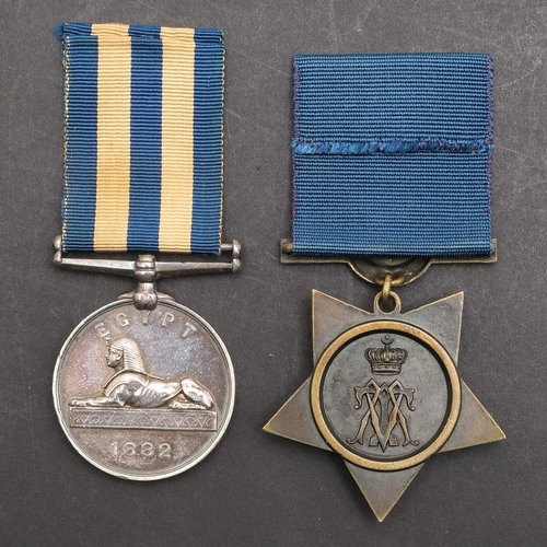 848 - AN EGYPT 1882 PAIR WITHOUT CLASP TO THE MANCHESTER REGIMENT. An Egypt 1882 Medal with dated reverse,... 