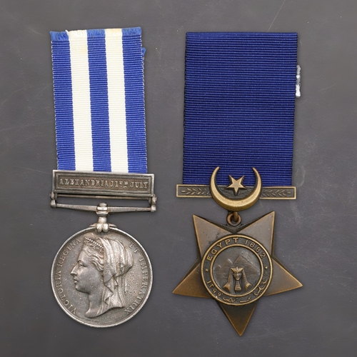 849 - AN EGYPT 1882 PAIR WITH ALEXANDRIA CLASP TO H.M.S. TEMERAIRE. An Egypt 1882 Medal with dated reverse... 