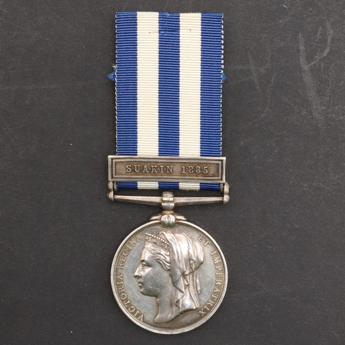 850 - AN EGYPT MEDAL WITH SUAKIN 1885 CLASP TO H.M.S. CONDOR. An Egypt Medal 1882-89 medal, undated revers... 
