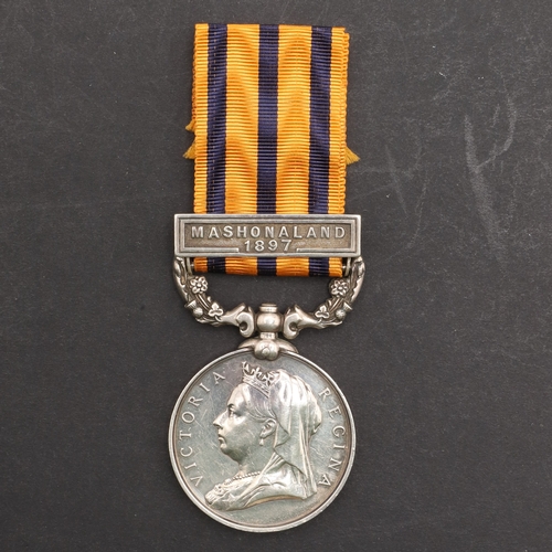 853 - A BRITISH SOUTH AFRICA COMPANY MEDAL 1890-97 WITH MASHONALAND CLASP TO THE MATABELELAND RELIEF FORCE... 