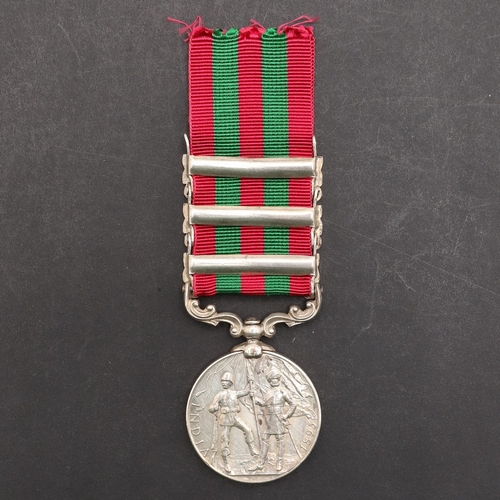 856 - A THREE CLASP INDIA MEDAL TO THE NORTHAMPTONSHIRE REGIMENT. An India medal 1895-1902 with clasps for... 