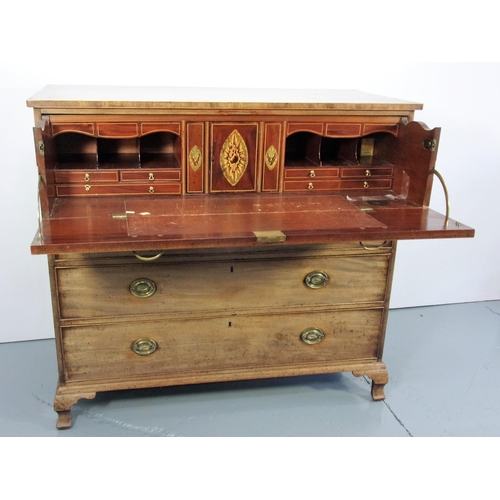 11 - REGENCY MAHOGANY SECRETAIRE CHEST WITH FITTED INTERIOR