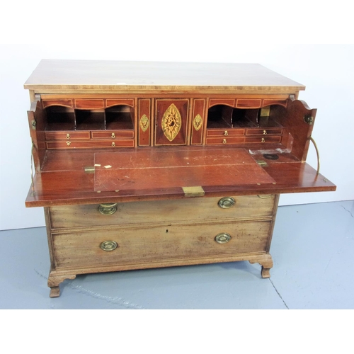 11 - REGENCY MAHOGANY SECRETAIRE CHEST WITH FITTED INTERIOR