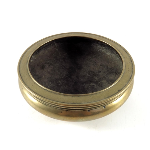 450 - ORIENTAL POLISHED BRONZE CENSER APPROX 16.5CMS DIAMETER RAISED ON 3 FEET OVERALL HEIGHT APPROX. 5.5C... 