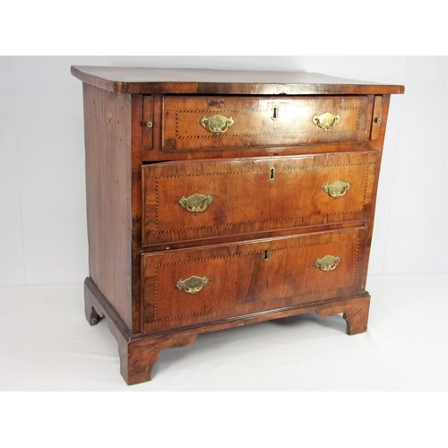 5 - WALNUT CHEST OF 3 DRAWERS
