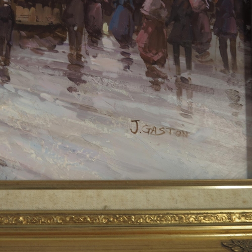 51 - LARGE OIL ON CANVAS DEPICTING PARISIAN STREET SCENE SIGNED J GASTON (POSSIBLY JOHNNY GASTON), APPROX... 