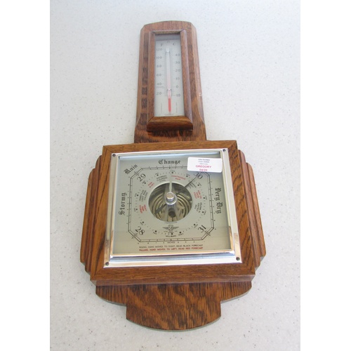 875 - ART DECO OAK FRAMED BAROMETER