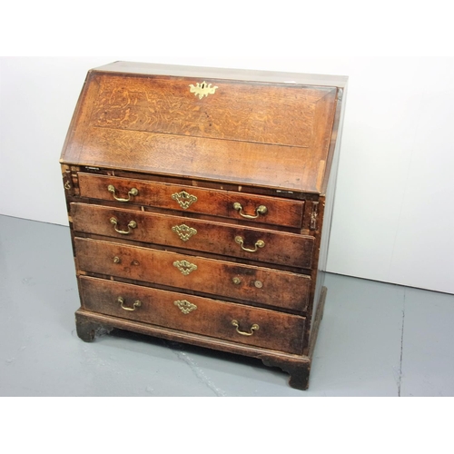 6 - GEORGIAN OAK FALL FRONT BUREAU WITH FITTED INTERIOR