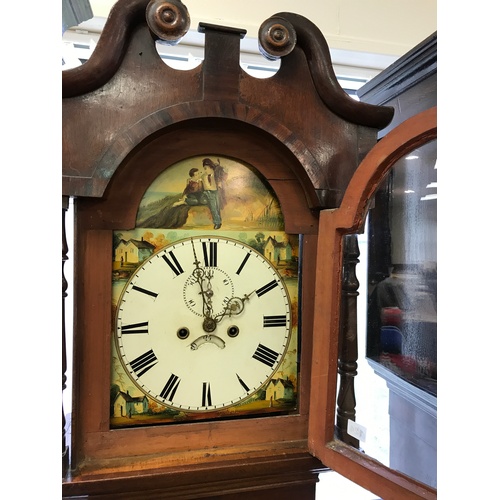 124 - LONG CASE GRANDFATHER CLOCK WITH 8 DAY MOVEMENT