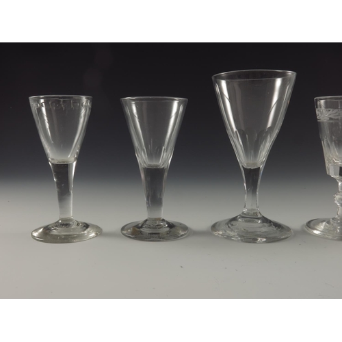 193 - 5 MISC ENGRAVED AND OTHER GLASSES TALLEST APPROX 13.5 cm