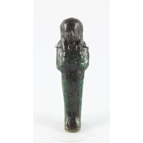 345 - EGYPTIAN SHABTI, 22ND DYNASTY, NES-PA-RA, POSSIBLY FROM THEBES WITH HAGGGIN MUSEUM INVENTORY, DARK G... 