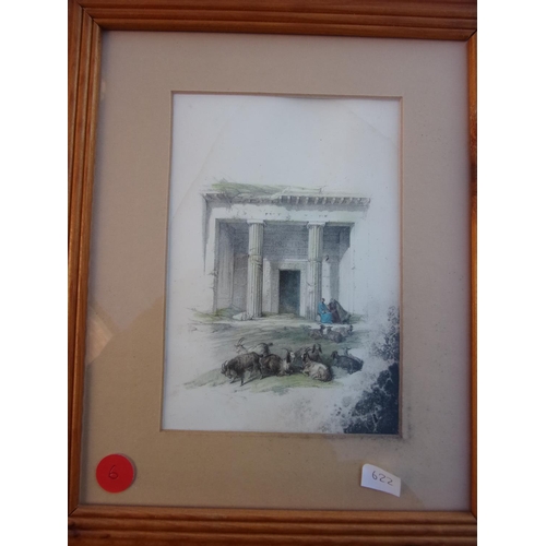 361 - TWO FRAMED DAVID ROBERTS PRINTS EGYPT & NUBIA PL166 BENI HASSAN ENTRANCE TO THE TOMB ADVISED 1850 T/... 