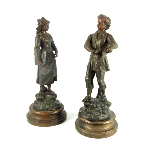 424 - PAIR OF SPELTER FIGURES AFTER PFEFFER