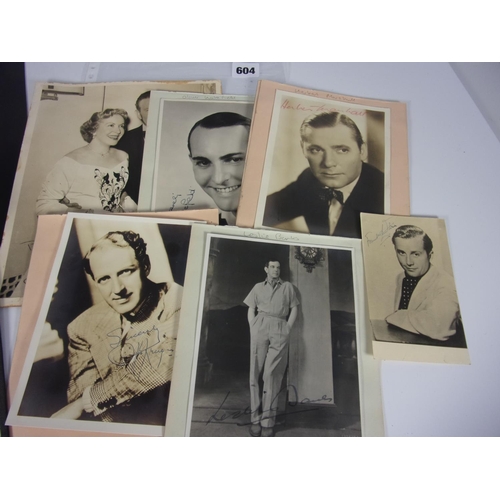 604 - COLLECTION OF VINTAGE SIGNED ALBUM PAGES AND PHOTOS INC. LESLIE BANKS, GEORGE BURNS, IVOR NOVELLO, 2... 