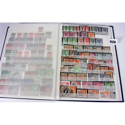 626 - STAMPS, BLUE STOCK BOOK BRITISH COMMONWEALTH ISSUES ADEN/ ANTIGUA/ BANUTOLAND/ GOLD COAST ETC. MINT ... 