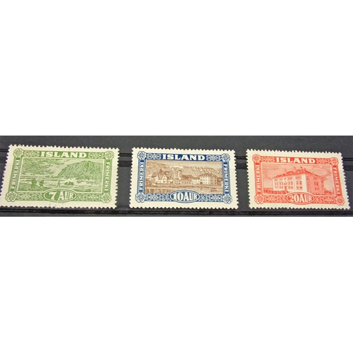 660 - STAMPS, ICELAND.  1925 7O, 10O, 20O VIEWS.  MM.  SG151-153.  FRESH, WELL CENTRED.  CAT £165.  RES £3... 