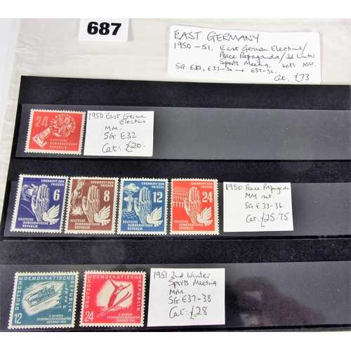 687 - STAMPS, EAST GERMANY 1950-1950 EAST GERMAND ELECTIONS/PEACE PROPAGANDA/2ND WINTER SPORTS MEETING SET... 