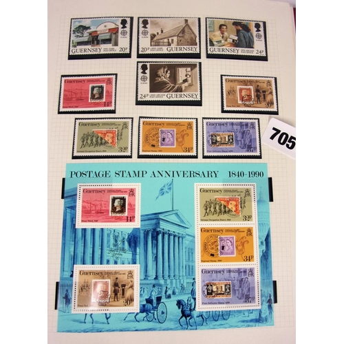 705 - STAMPS ; RED RING FOLDER, GUERNSEY AND JERSEY