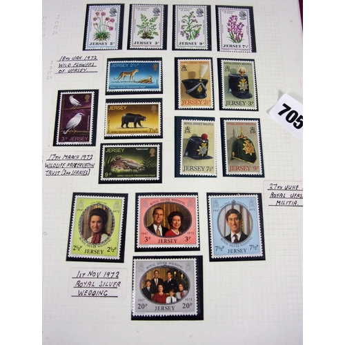 705 - STAMPS ; RED RING FOLDER, GUERNSEY AND JERSEY