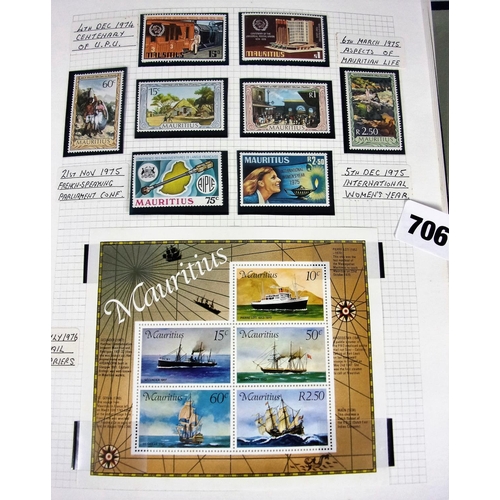 706 - STAMPS : BLUE RING FOLDER, MARITIUS, SEYCHELLES AND BRITISH INDIAN OCEAN TERRITORY