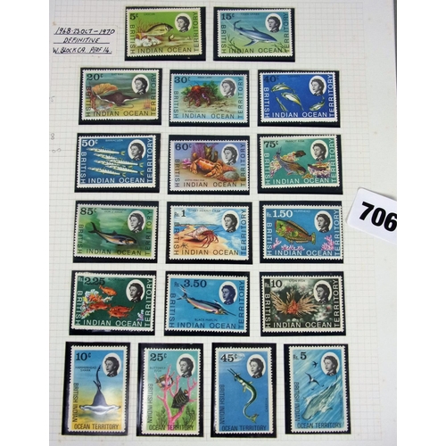 706 - STAMPS : BLUE RING FOLDER, MARITIUS, SEYCHELLES AND BRITISH INDIAN OCEAN TERRITORY