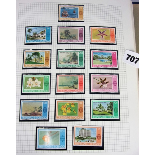 707 - STAMPS : BLUE MULTO-RING ALBUM, TRINIDAD AND TOBAGO 1935 ONWARDS AND VIRGIN ISLANDS 1935-1989