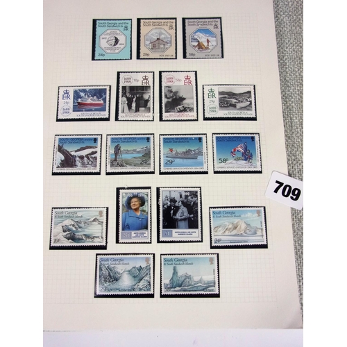 709 - STAMPS : BUFF COLOURED MULTO ALBUM, FALKLANDS ETC.