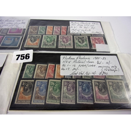 756 - STAMPS, NORTHERN RHODESIA 1925  1963 ISSUES, MOSTLY M/M OR VFU, 1925/29 SG1  16,  ½ d TO 10/- M/M,... 