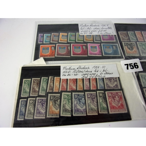 756 - STAMPS, NORTHERN RHODESIA 1925  1963 ISSUES, MOSTLY M/M OR VFU, 1925/29 SG1  16,  ½ d TO 10/- M/M,... 