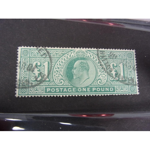 762 - STAMPS, GB, KE7 £1 GREEN SG266 VFU WITH SUPERB CLEAR PROFILE, ONE OF THE BEST WE HAVE SEEN, CAT. £82... 