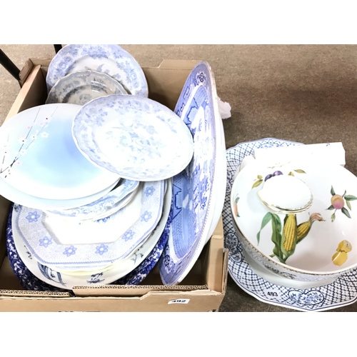 492 - MISC. MEAT PLATES AND OTHER BLUE AND WHITE