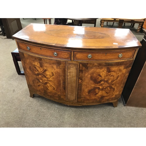 163 - BOW FRONT WALNUT VENEER SIDEBOARD