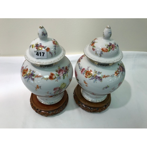 729 - PAIR OF CONTINENTAL BALUSTER VASES WITH COVERS 1 AF