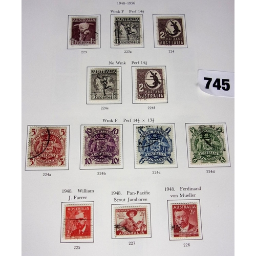 745 - AUSTRALIA USED PRINTED ALBUM NOTED 1937 TO £1, 1948 TO £2, ROOS 2 SHILLINGS, GOOD RANGE OF KING GEOR... 