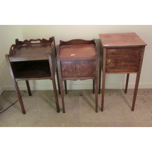 139 - PAIR OF GALLERIED OCCASIONAL TABLES AND A POT CUPBOARD