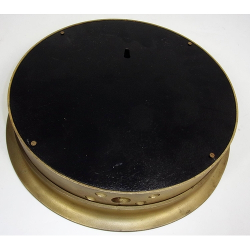 498 - VERY OLD HEAVY BRASS PRESSURE GAUGE CONVERTED TO A CLOCK, APPROX. 35 cm DIA.