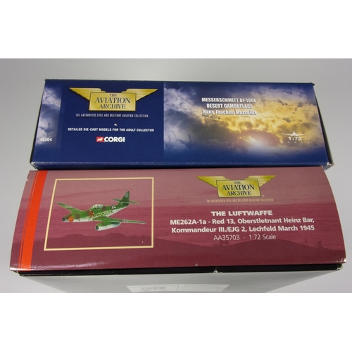 108 - CORGI AUCTION ARCHIVE 49204 MESSERSCHMITT BF109E AND LUFTWAFFE AA35703 ME 262A RED 13 BOTH 1:72 SCAL... 