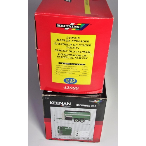 257 - BRITAINS 1:32 SAMSON 42080 SAMSON MANURE SPREADER AND BRITAINS 43197 KEENAN CONTINENTAL MECHFIBER 36... 