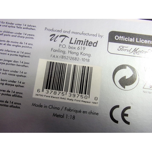 269 - MT MODELS 1-18 SCALE 2 BOXED VEHICLES FORD ESCORT RS COSWORTH RACING COLLECTION IN RESTILLE LIVERY A... 