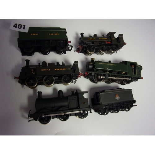 401 - 00 GAUGE MODEL RAILWAY, SPARES & REPAIR BOX INCLUDING : HORNBY 0-6-0 849 TANK LOCO, KIT BUILT 0-6-0 ... 