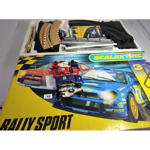 43 - SCALEXTRIC RALLY SPORT SUBARU ADVANCED TRACK SYSTEM PART BOXED PART SET TOGETHER WITH 2 SUBARU CARS ... 