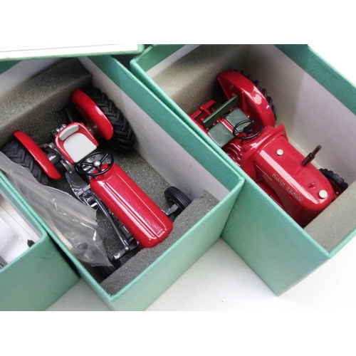 442 - 4 BRIAN NORMAN FARM MINIATURES : MASSEY FERGUSON 35 3 CYL RED / GREY, DAVID BROWN CROPMASTER, FERGUS... 