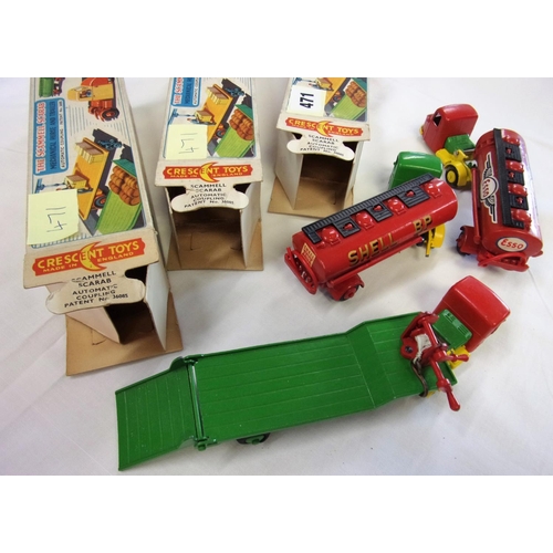 471 - CRESCENT TOYS NUMBER 1276 SCAMMELL SCARAB WITH SHELL BP TANKER T/W 1276 SCAMMELL SCARAB WITH ESSO TA... 