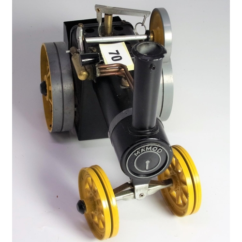 70 - MAMOD, EARLY U/B AGRICULTURAL ENGINE, WITH YELLOW WHEELS, BLACK BOILER & FIREBOX, MAMOD ON SMOKE BOX