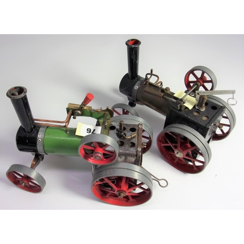 76 - MAMOD, TWO TRACTION ENGINES TE1, ONE WITH COPPER COLOURED BOILER, NO BURNER, AND ONE GREEN BOILER