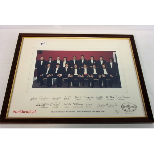 110 - SPORTING INTEREST FRAMED PHOTO OF BASIL D’OLIVEIRA TESTIMONIAL DINNER AT THE CAFÉ ROYAL 18/4/90 WITH... 