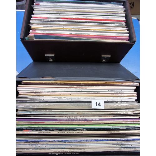 14 - 2 CASES OF MIXED EASY LISTENING SELECTION OF RECORDS APPROX 80 INCLUDING THE MINSTRALS CLP 1460