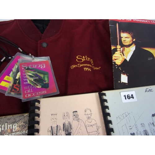 164 - STING 1994 '10 SUMMONERS TALES' MISC. TOUR ITEMS INC. TOUR JACKET, 3 TOUR PASSES, 7 STING/ POLICE PA... 